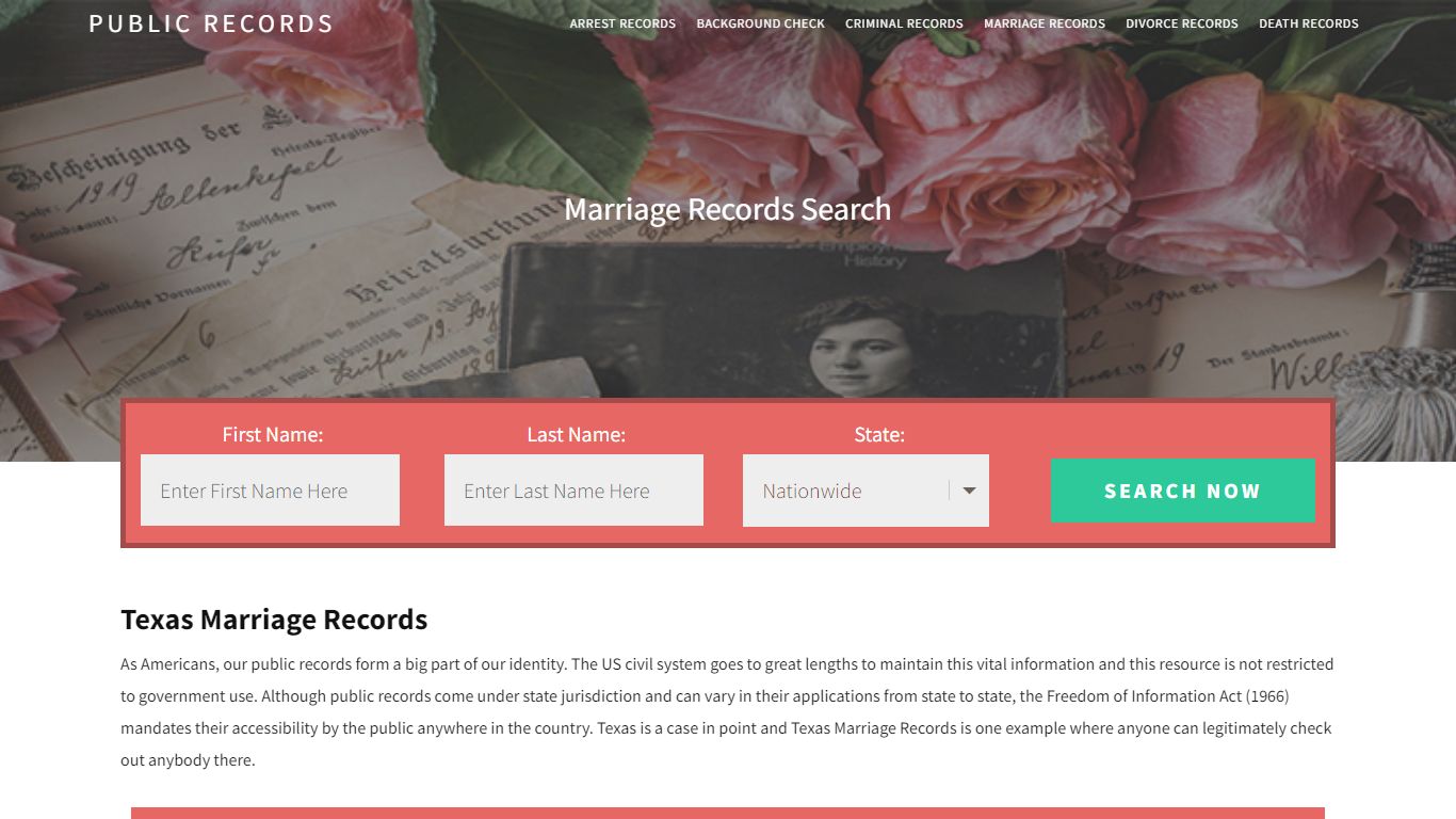 Texas Marriage Records - Public Records